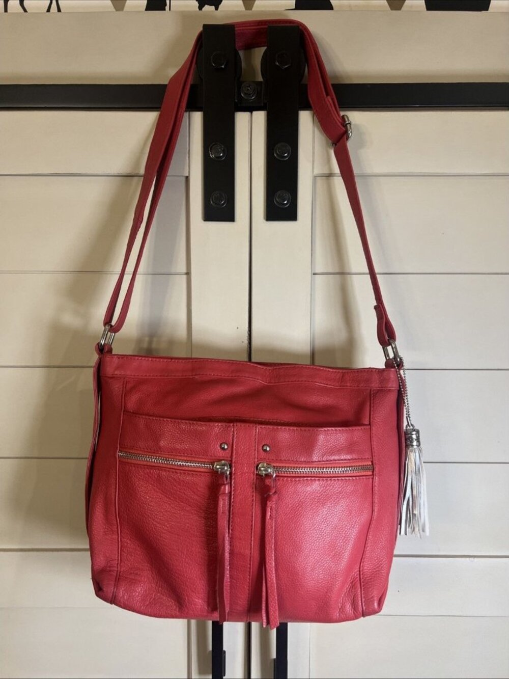 Great American Leather Co Crossbody Purse Dark Pink Studded Pockets